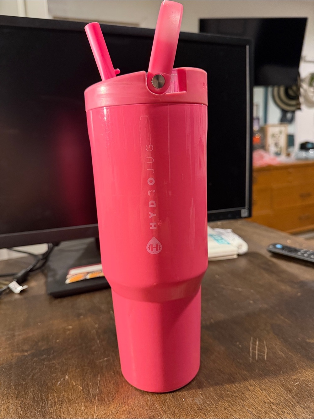 HydroJug Bright Pink Insulated Tumbler with Flip Straw Lid